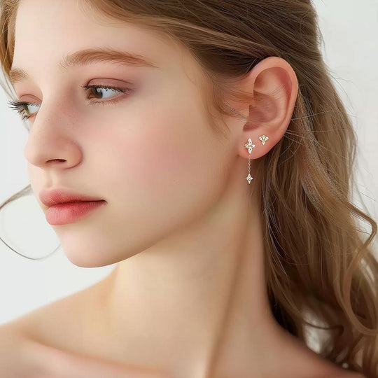S925 Sterling Silver Geometric Square Earrings for Women