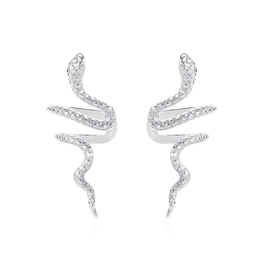 S925 Sterling Silver Snake Earrings