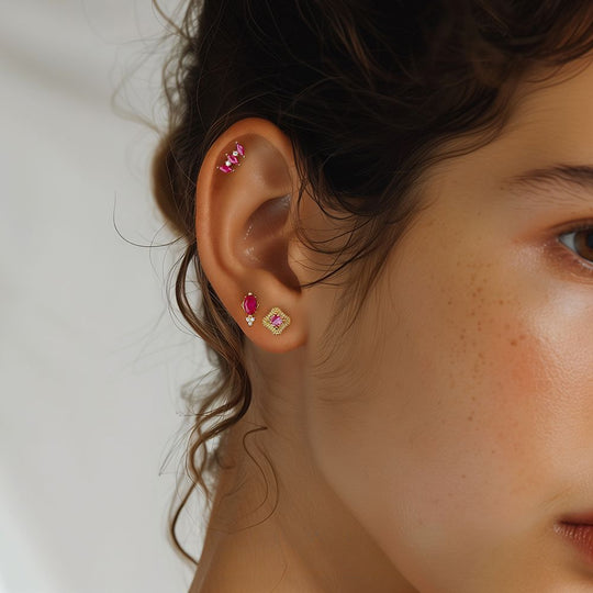 S925 Sterling Silver French Colored Zirconia Earrings for Women
