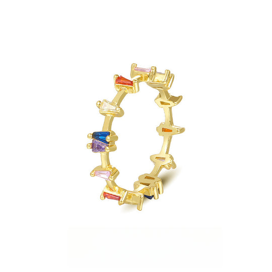S925 Sterling Silver Color Zirconium Ring for Women