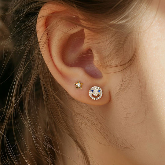 S925 Sterling Silver Star Tassel Diamond Stud Earrings Female