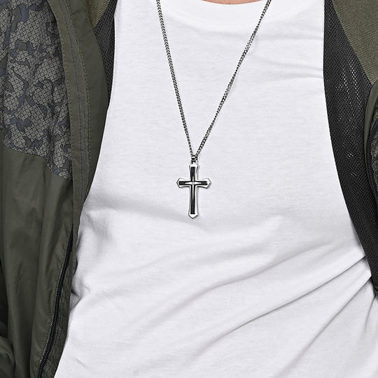 Stainless Steel Two-Tone Cross Necklace